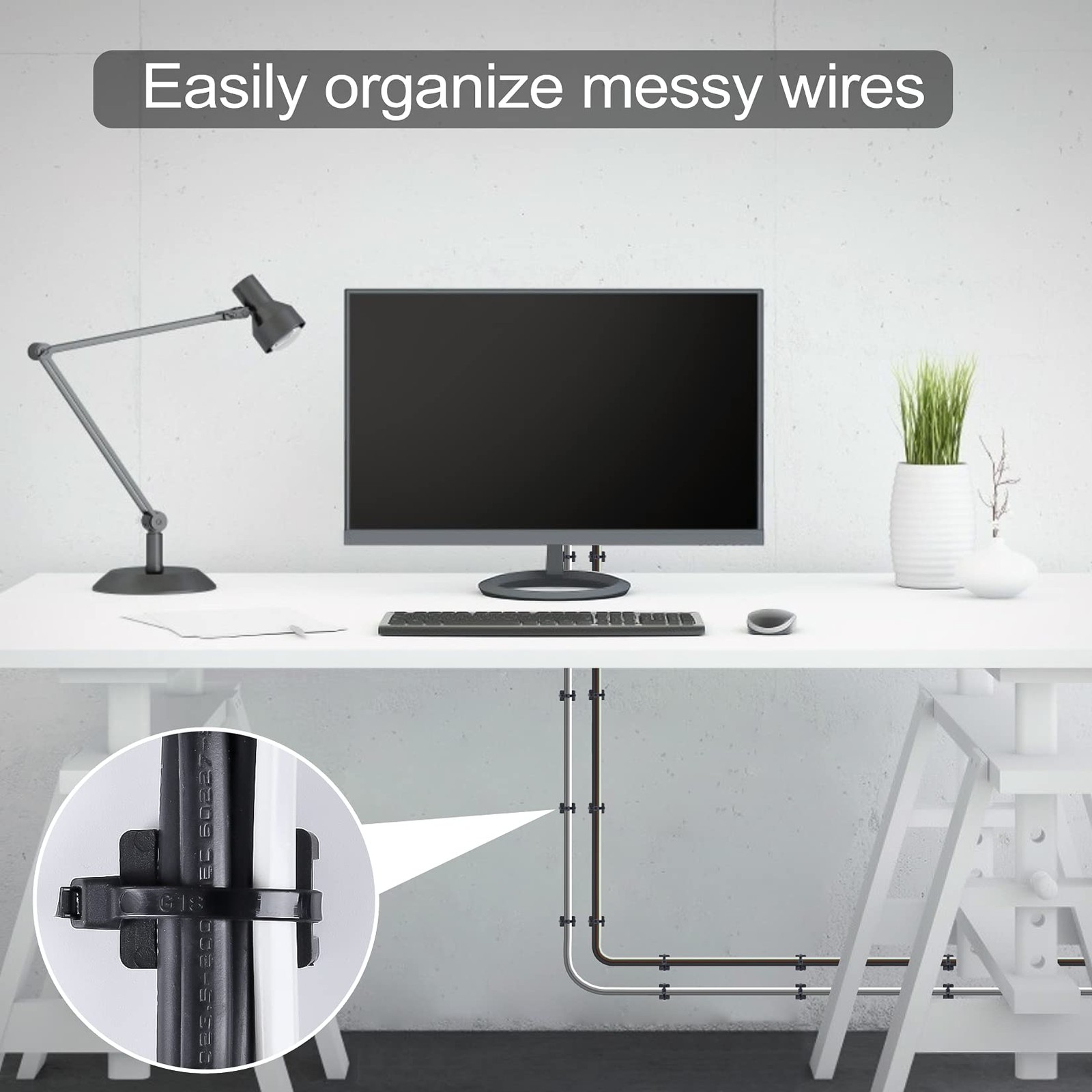 100 Pcs Cable Zip Tie Saddle Type Mounts Base with 100 Pcs 8" Cable Ties and ...