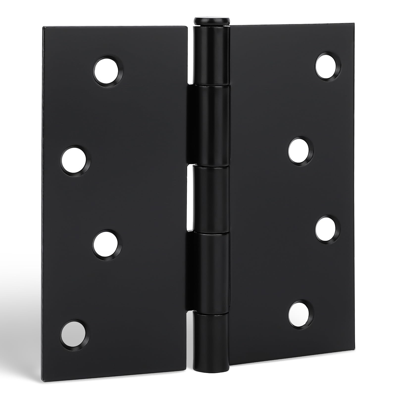 3 Pack Matte Black Door Hinges, 4 x 4 Inch Black Interior Door Hinges with Sq...