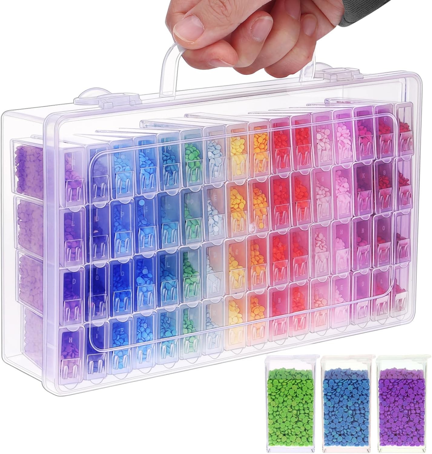 64 Grid Diamond Painting Storage Containers Transparent Color