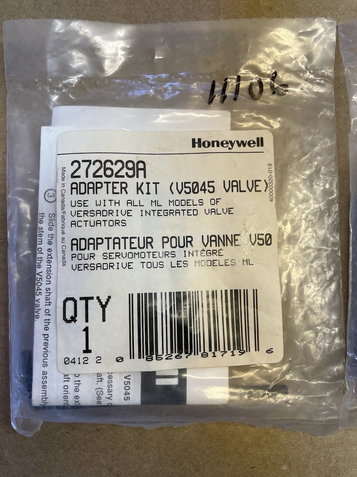 Honeywell Adapter Kit V5045 Valve Actuators 272629A