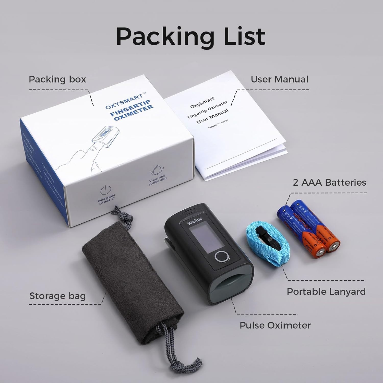FSA Eligible Fingertip Pulse Oximeter with Free App & Built-in Memory Function
