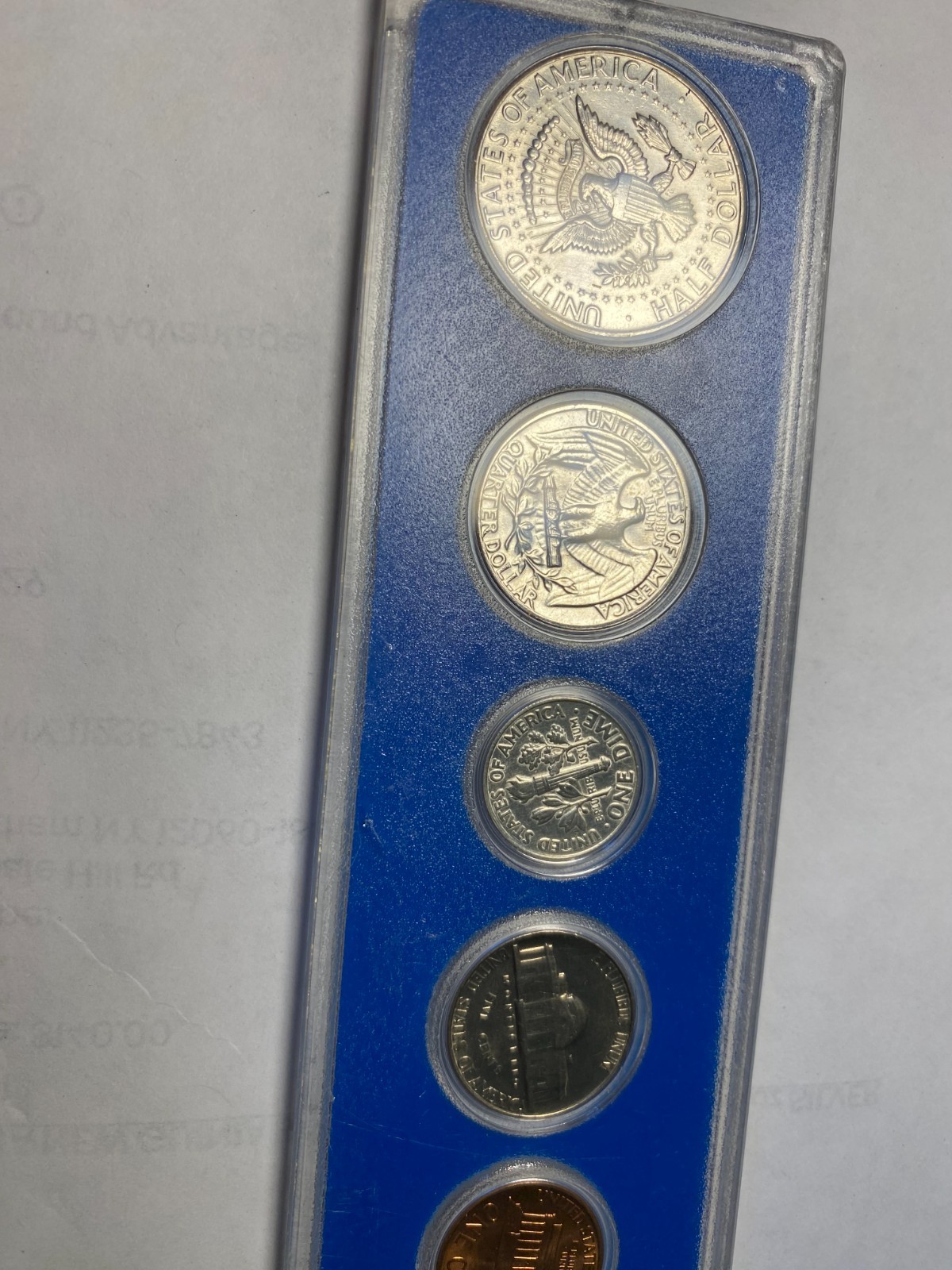 USA SILVER 5 coin set 1964 in hard plastic FRAME