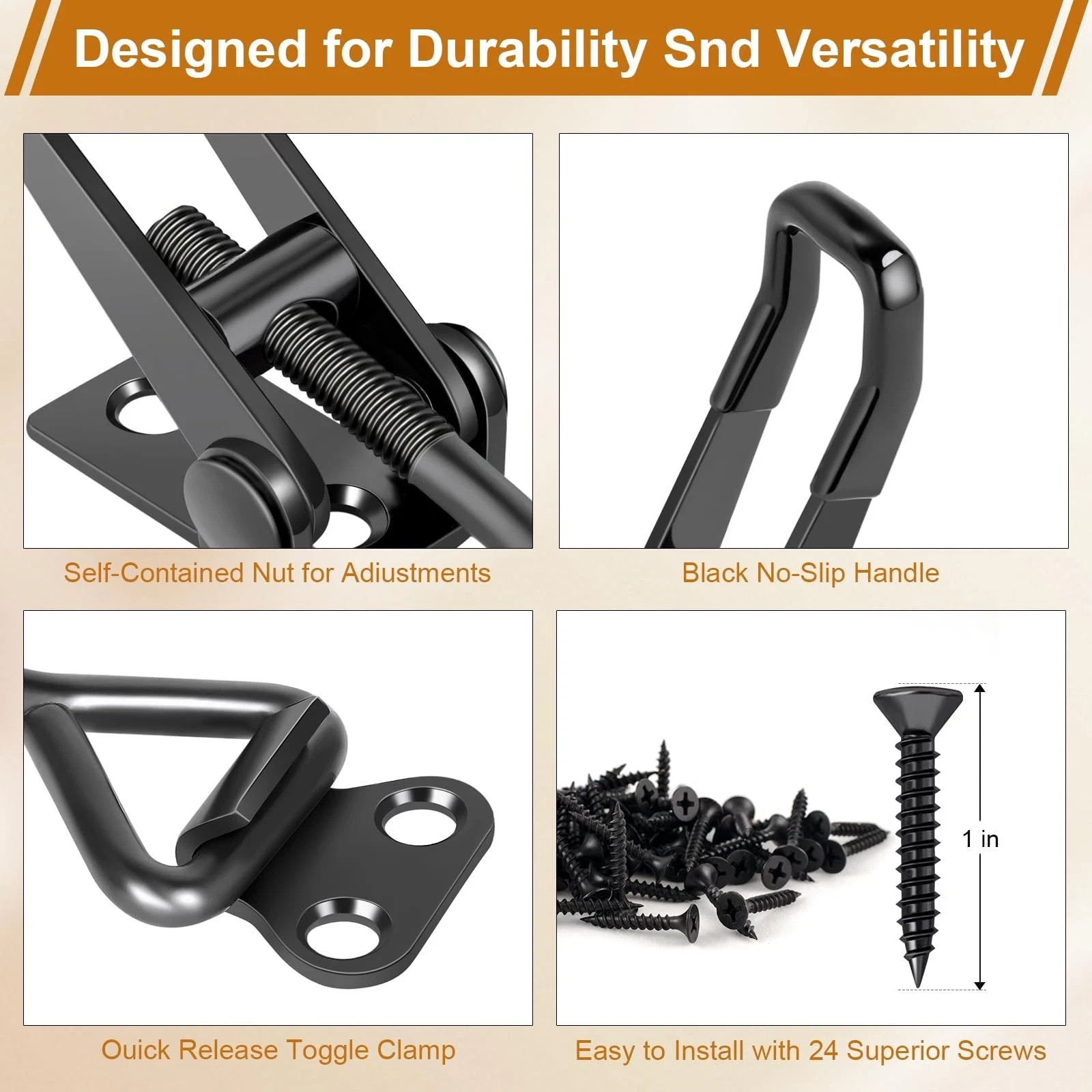 6 Pack Adjustable Toggle Latch Clamp, Upgraded Clamp Black