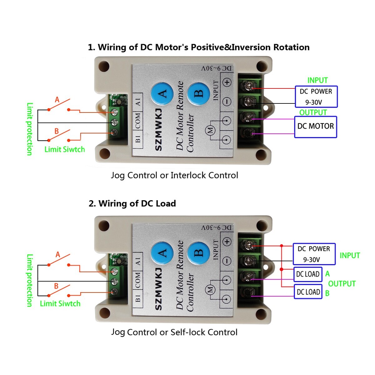 10A DC 9-30V Linear Actuator Remote Control DC Motor Switch Wireless Controller
