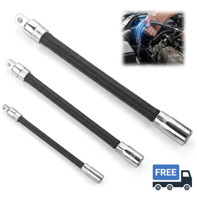 3PCS Flexible Socket Extension Set for 1/4", 3/8", 1/2" Ratchets