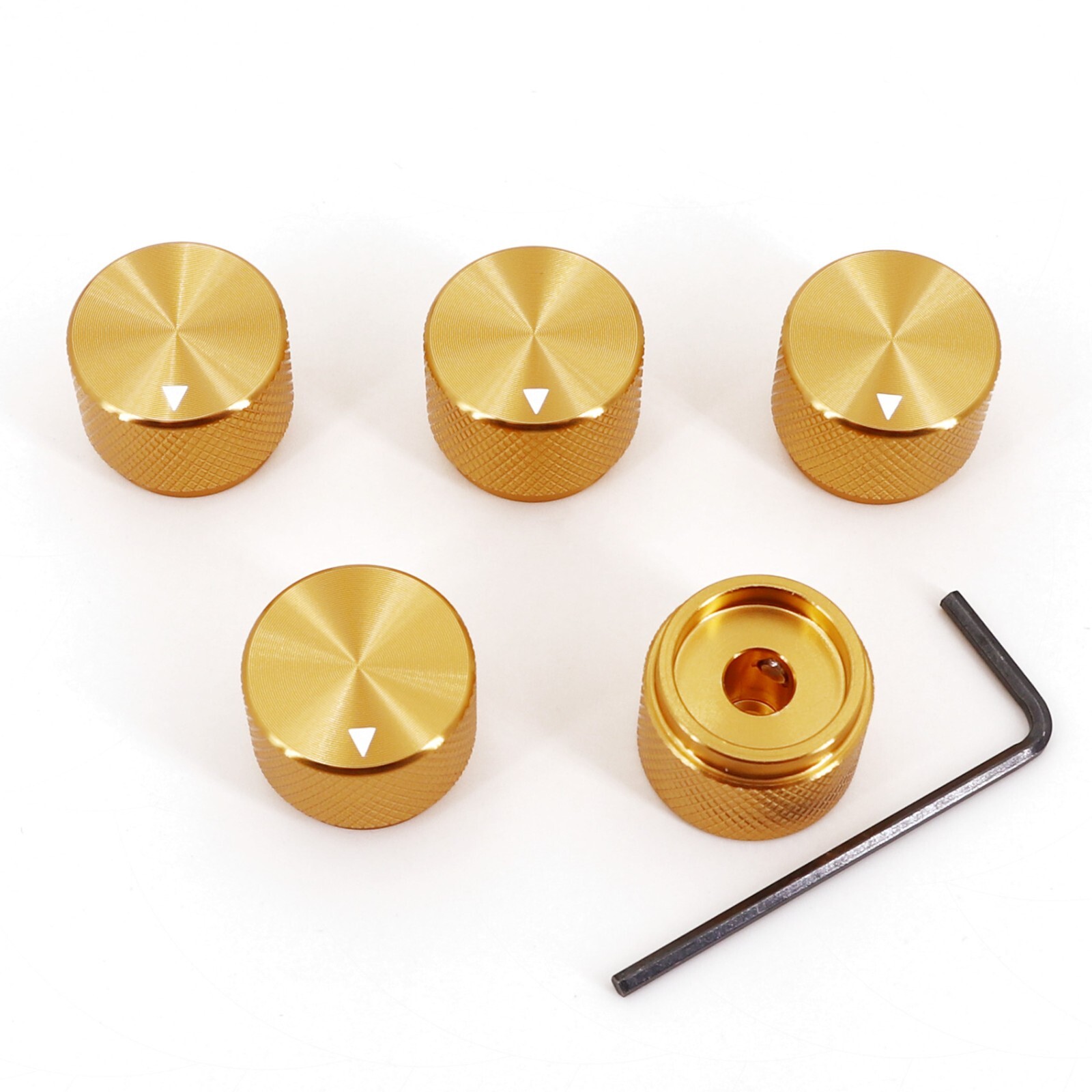 5Pcs Golden 20 x 15.5mm Aluminum Alloy 6mm Dia Rotary Control Potentiometer Knob