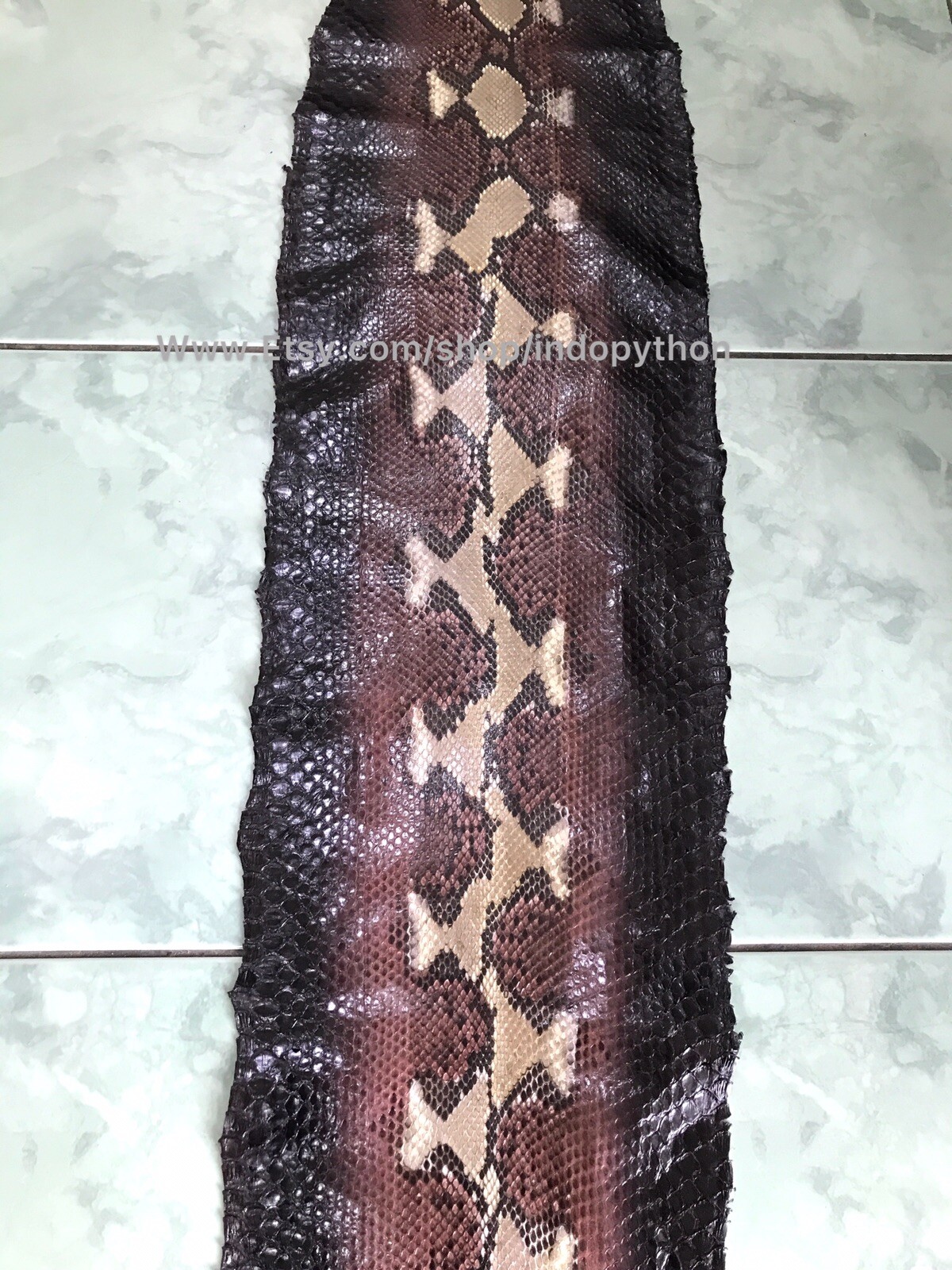 Genuine Python Leather, Exotic Snake Skin, Brown SnakeSkin, Multicolor Leather