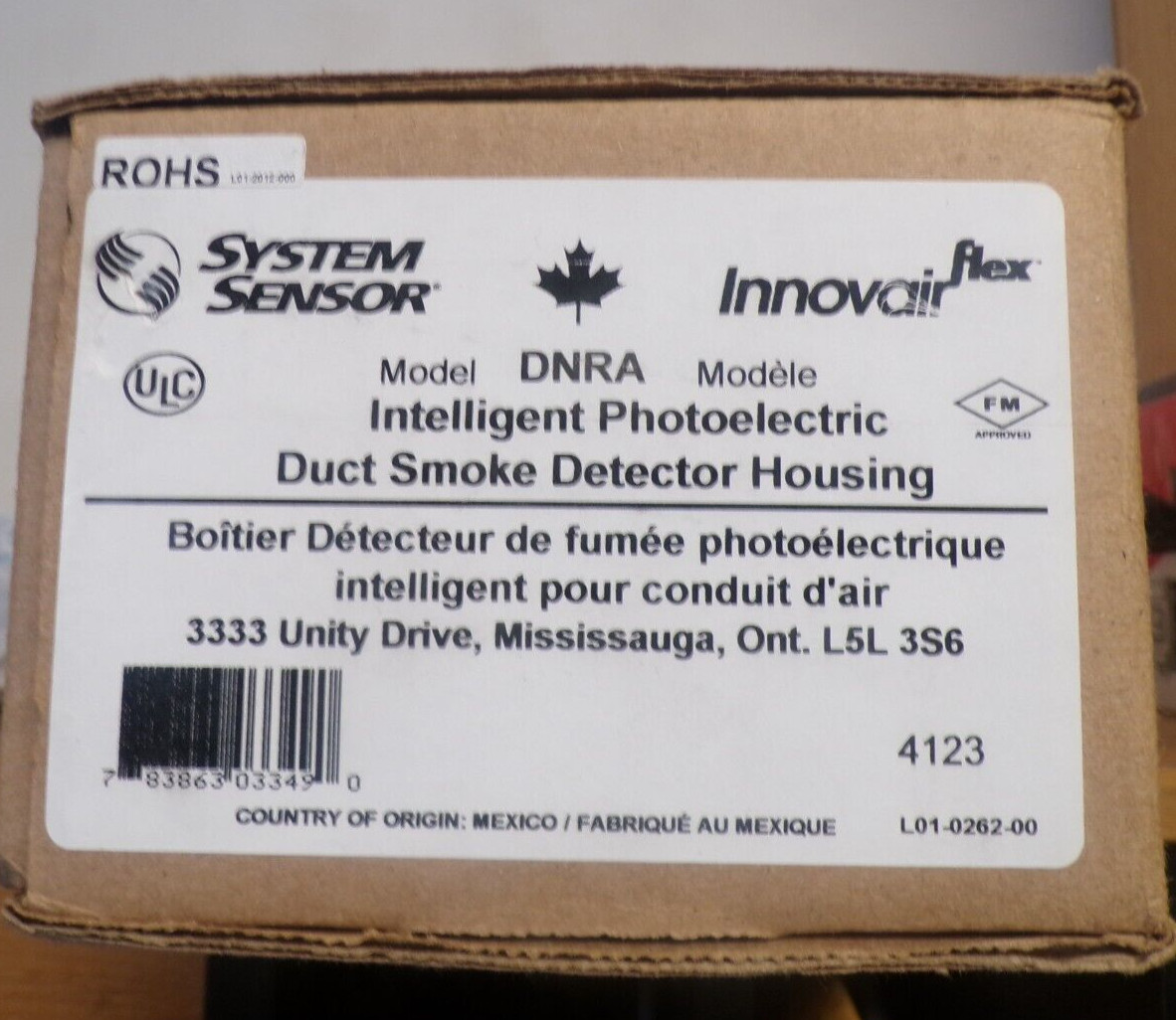 NEW SYSTEM SENSOR DNRA INTELLIGENT PHOTOELECTRIC DUCT SMOKE DETECTOR HOUSING