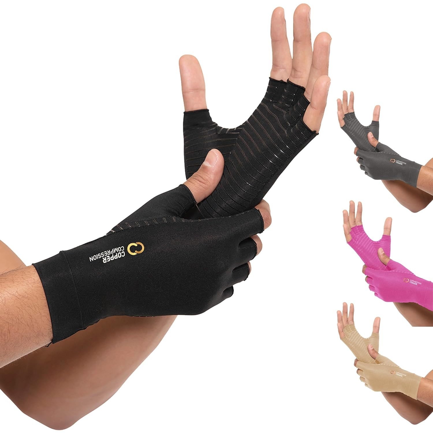 Copper Compression - Copper Infused Arthritis Half Finger Gloves - S/M