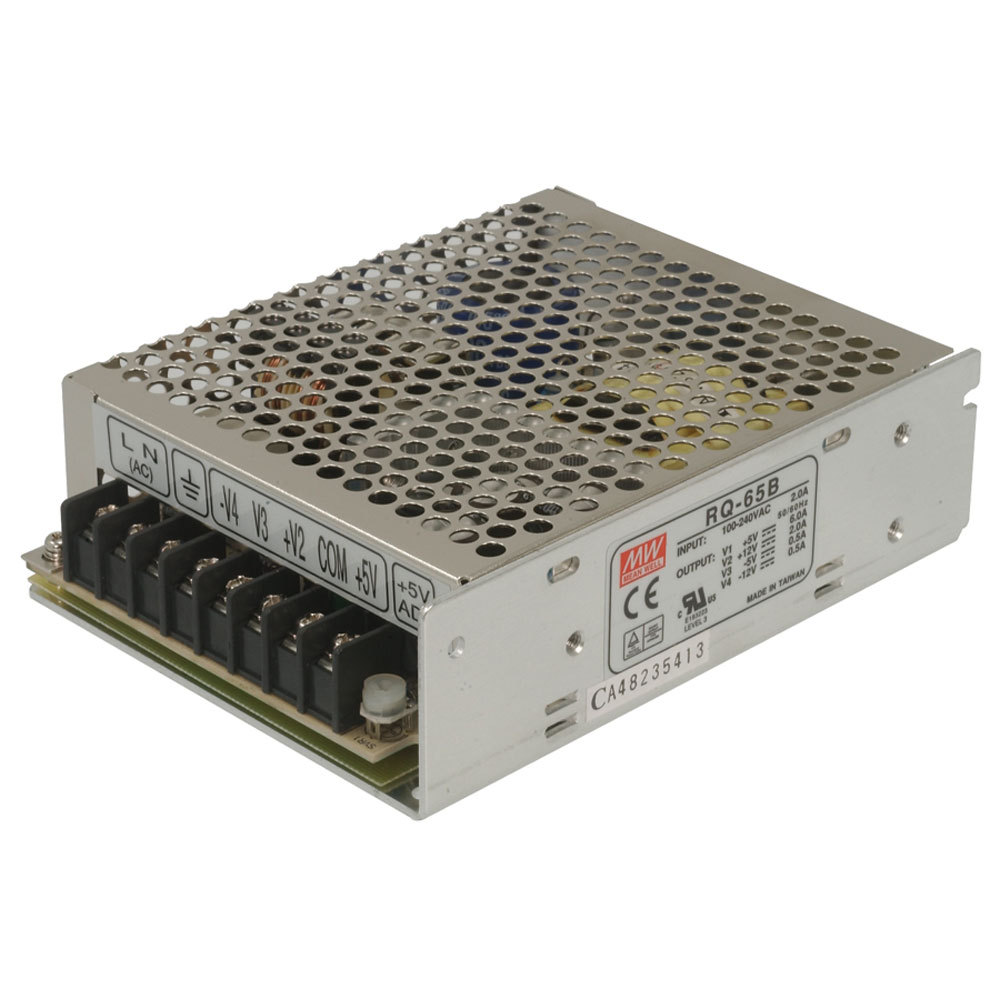 Mean Well RQ-65B 62.5 Watt AC to DC Power Supply Quad Output +5V/6A +12V/2A -5V/