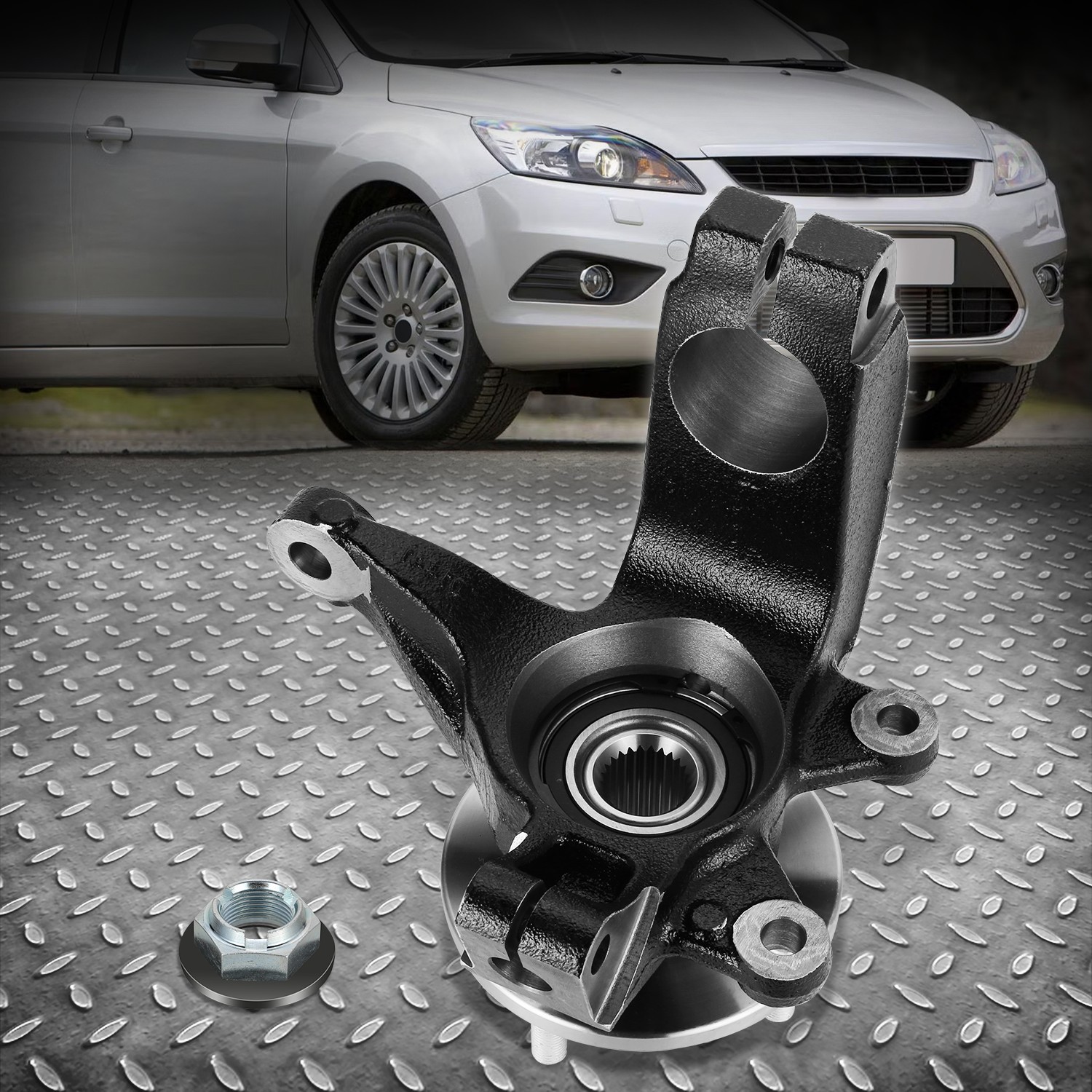 Front Right Steering Knuckle & Wheel Hub Bearing Assembly for 06-11 Ford Focus