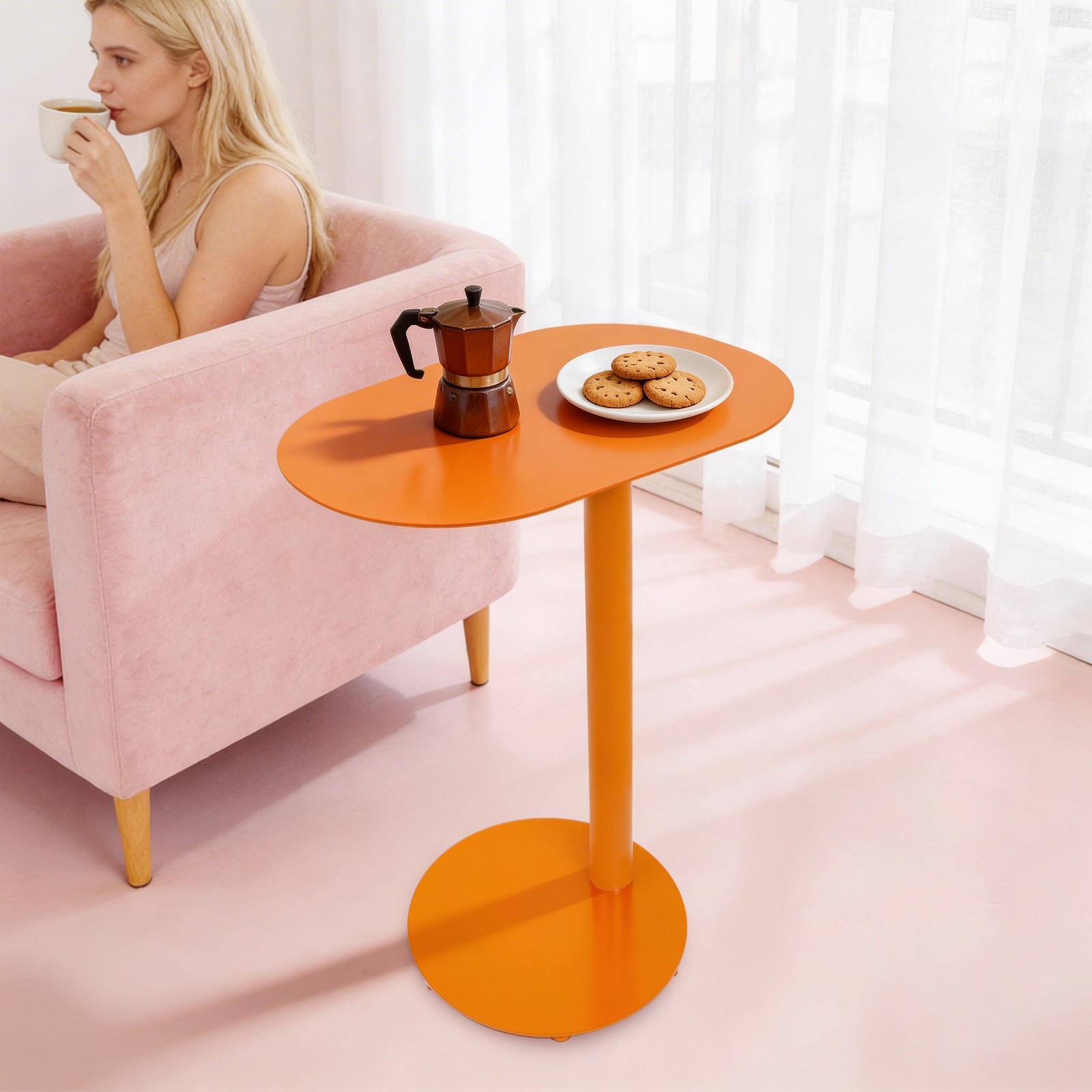 Metal Side Table, Modern Side Table, Modern C-Shaped Side Table