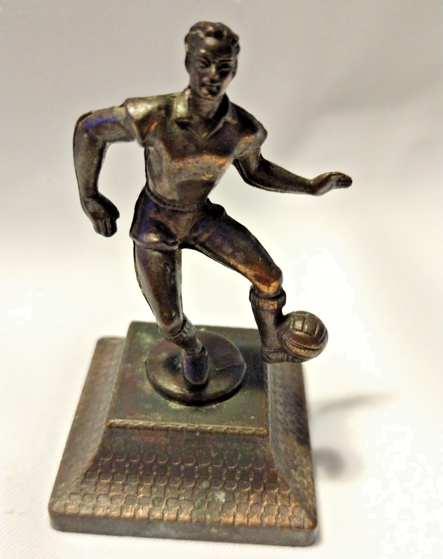 Vintage Die Cast Bronze Miniature Soccer Player Pencil Sharpener B2