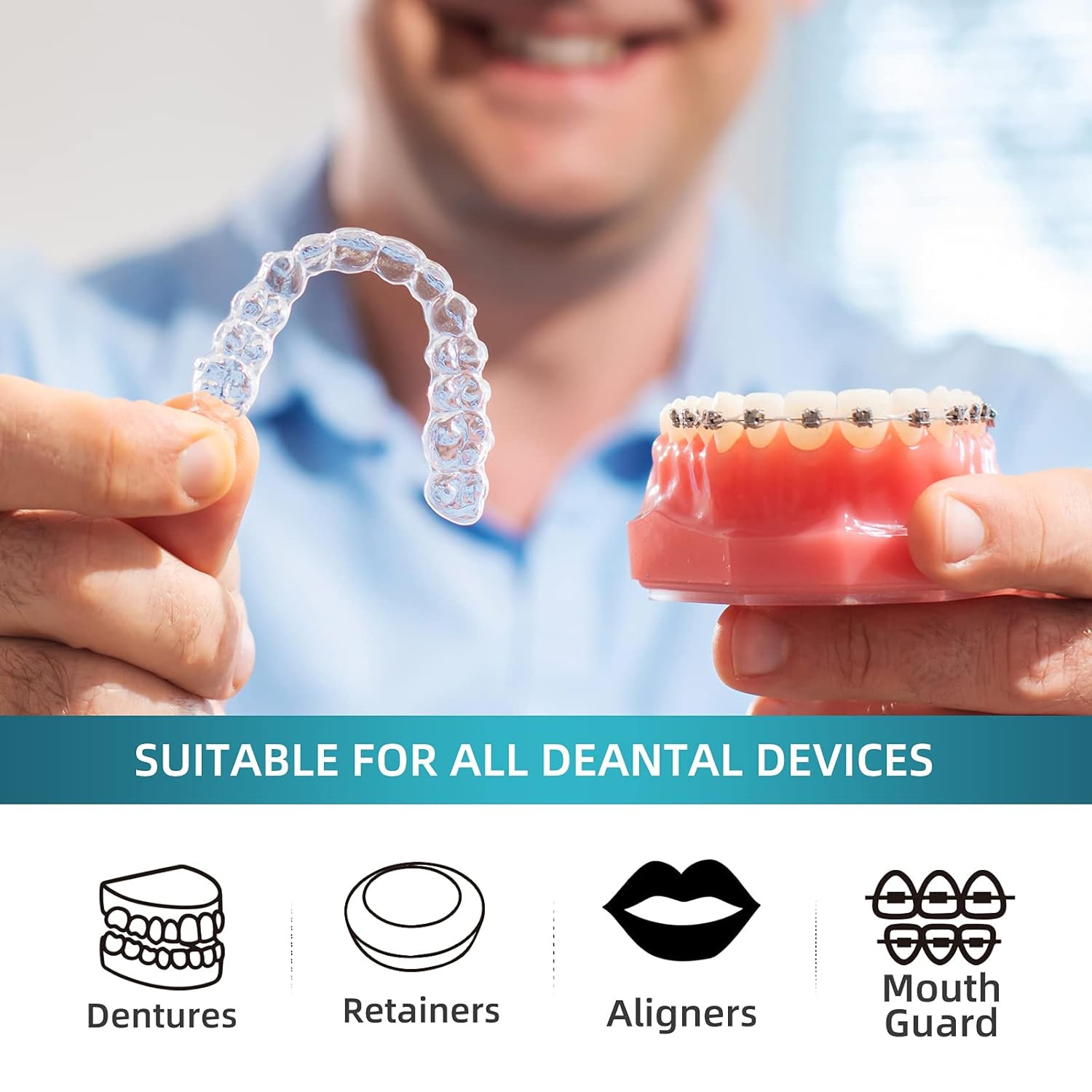 Retainer Cleaner Tablets Invisalign Cleaner Denture Cleaning Tablets,Remove S...