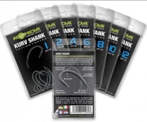 Korda Kurv Shank Barbed or Barbless Hooks NEW Carp Fishing Hook *ALL SIZES*