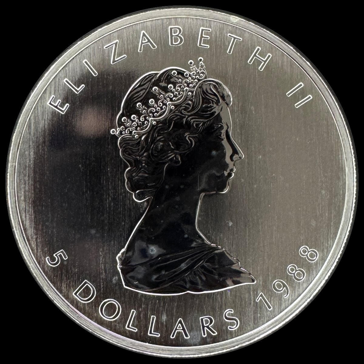 1988 Elizabeth II 2nd Portrait 5 Dollars BU 31.1035g .9999 Silver KM#163
