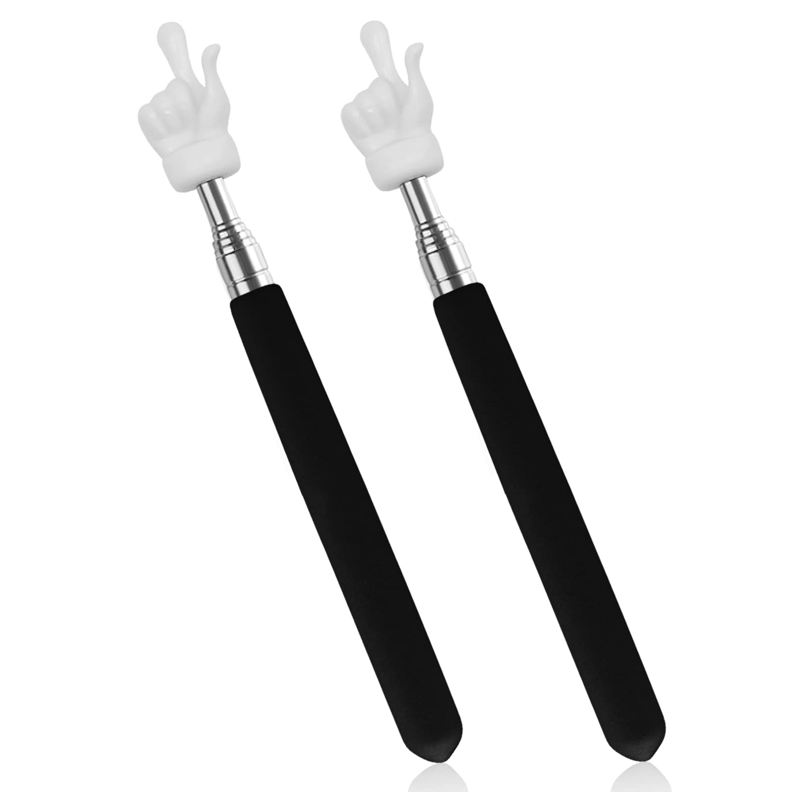 2Pcs Telescopic Teachers Pointer Retractable Classroom Finger Stick Black