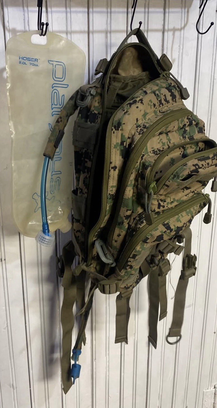 Camouflage backpack with Hydration bladder camel pack Used Tactical Hiking Run