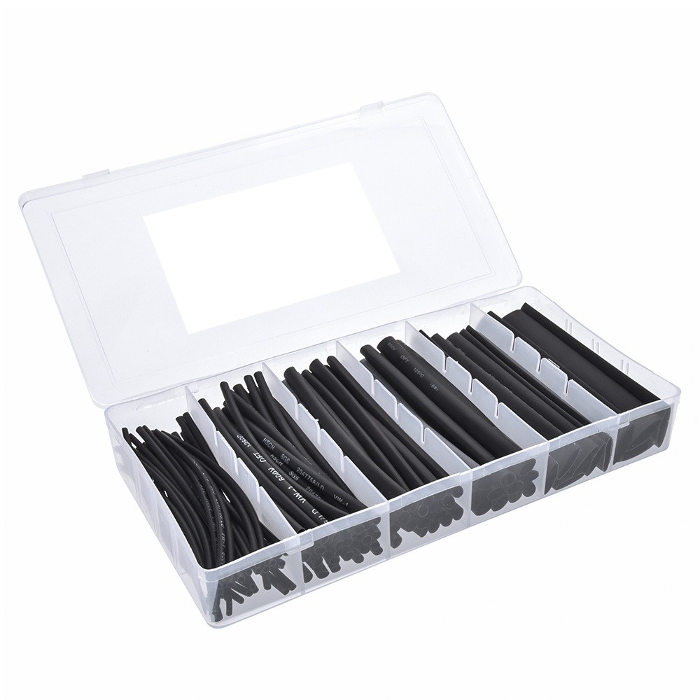 15 Pack of Heat Shrink Tube Kit, Black  (100pcs)