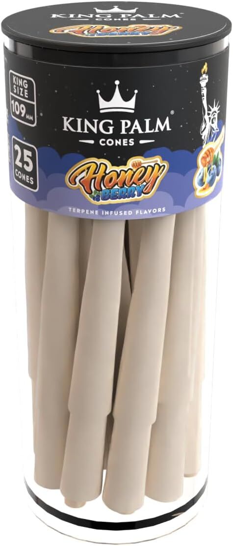King Palm | King Size | Honey Berry | Organic Prerolled Cones & Tips | 25 Count