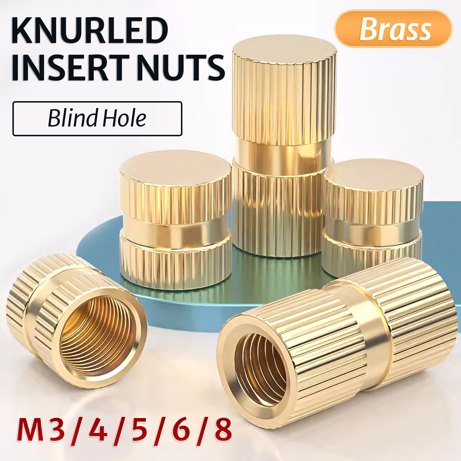 Solid Brass Knurled Insert Nuts Thumb Embedded Nuts Blind-hole M3 M4 M5 M6 M8