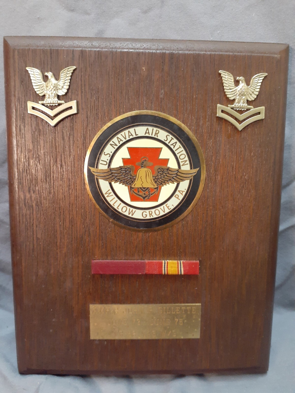 Vintage Wall Plaque USN Navy  VR-52  NAS W/G   1975