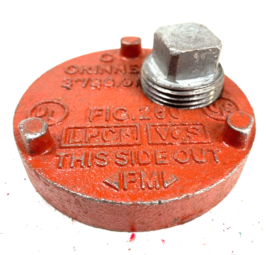 GRINNELL Type 260 3" Drain Cap Grooved Pipe Fitting / 1" NPT Drain Outlet & Plug