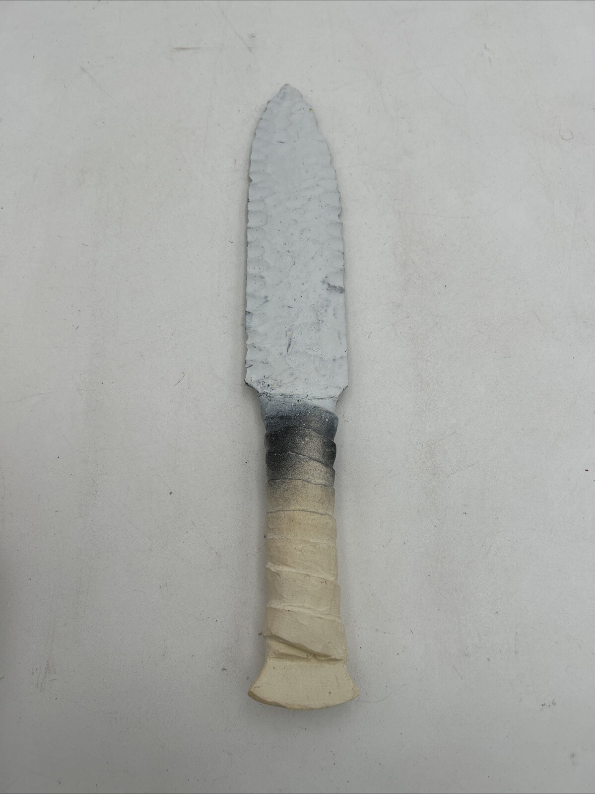 Vintage Movie Prop White Obsidian Dagger Plastic Knife 1950s 12.75”