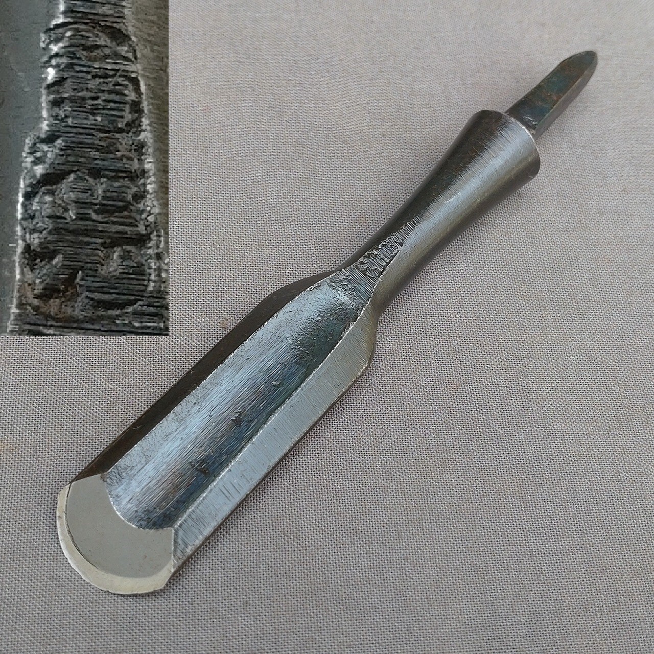 Japanese Gouge Round chisel Shigemitsu Blade:21mm Total:140mm No handle New
