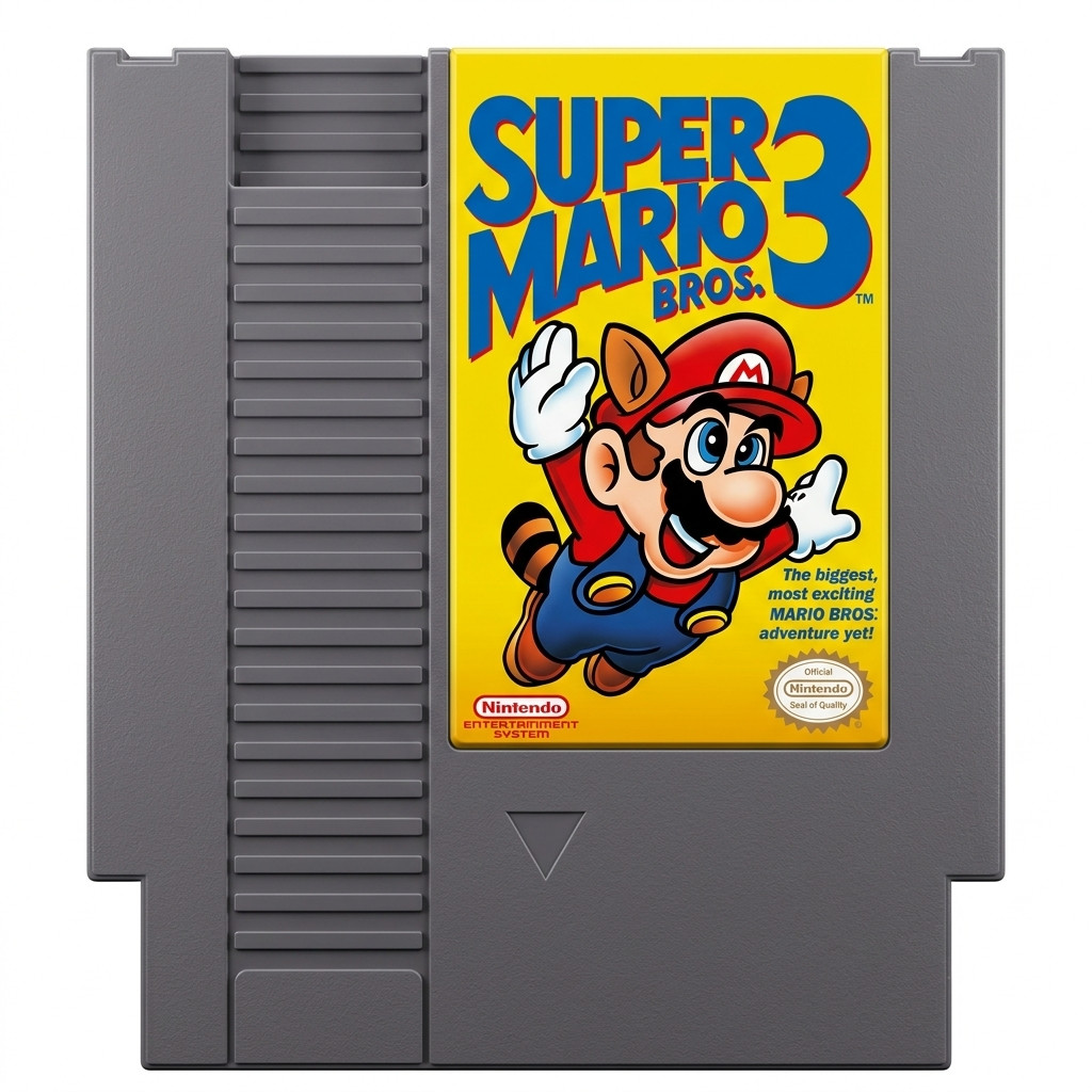 Retro Nintendo Cartridge Wall Art – Super Mario Bros. 3 - 3D Printed - 8x8 Inch