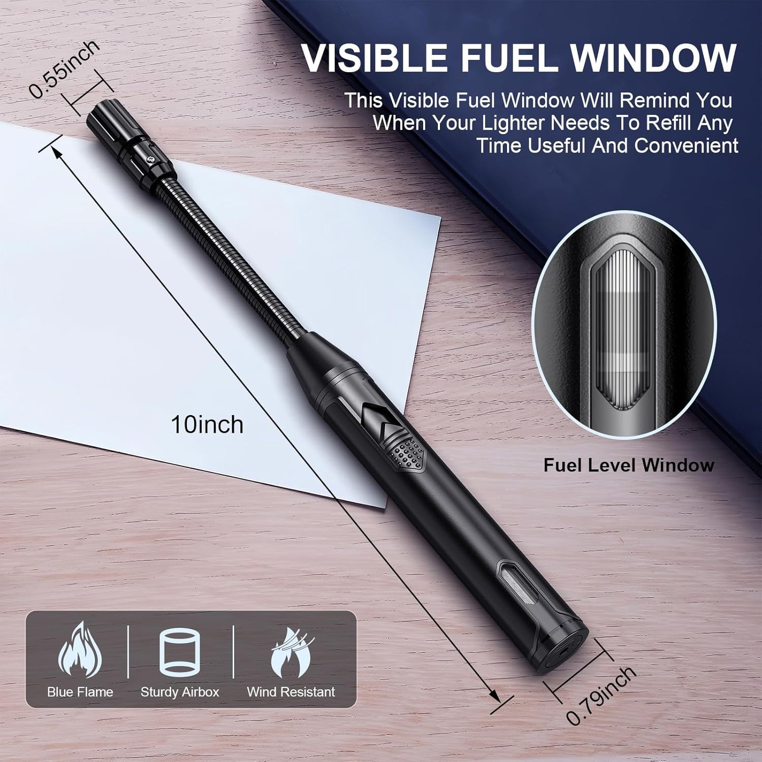Torch Lighter Refillable Butane Lighter Long Flexible Neck Multipurpose Lighter