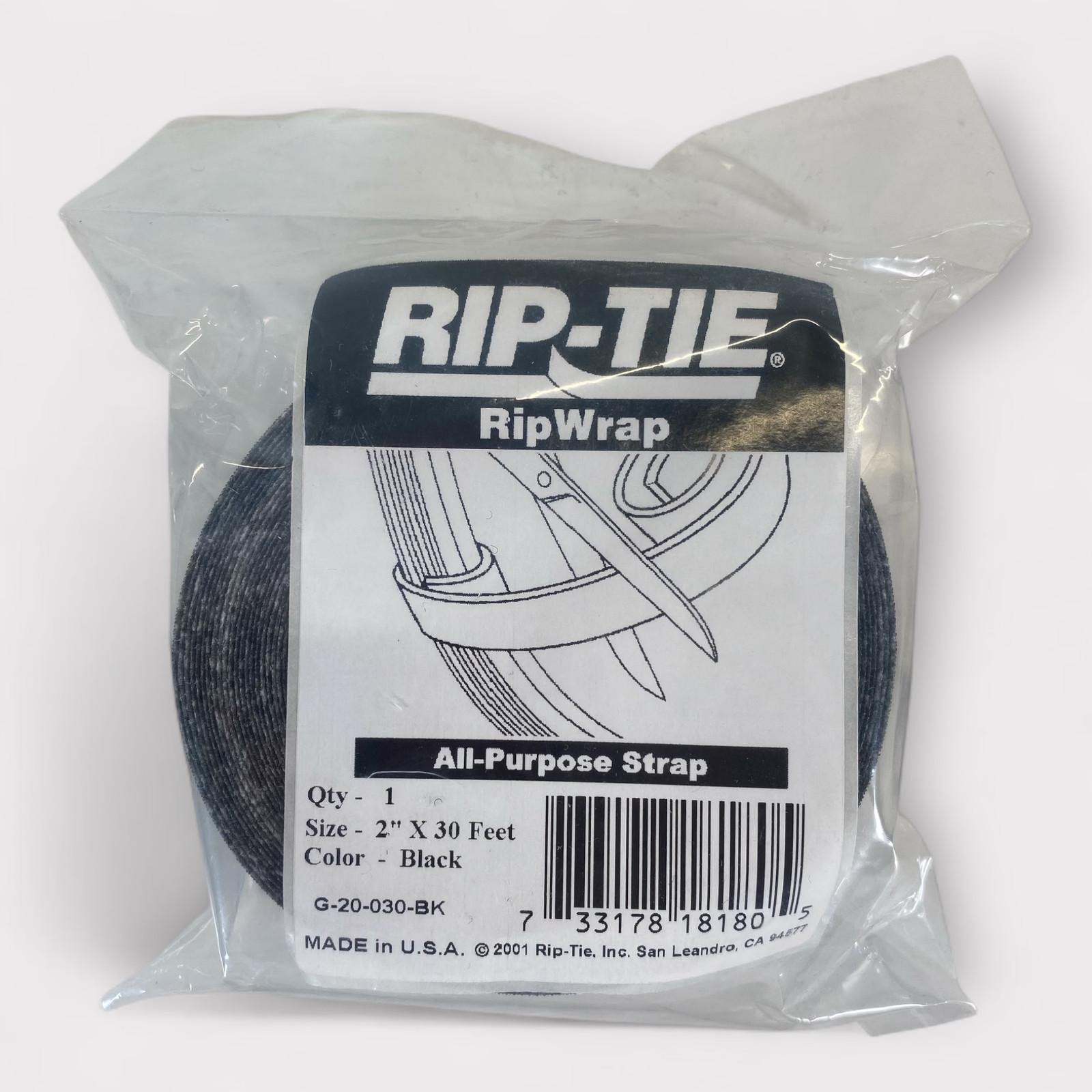 Rip-Tie G-20-030-BK All Purpose RipWrap Strap (2in x 30ft) - Black **New**