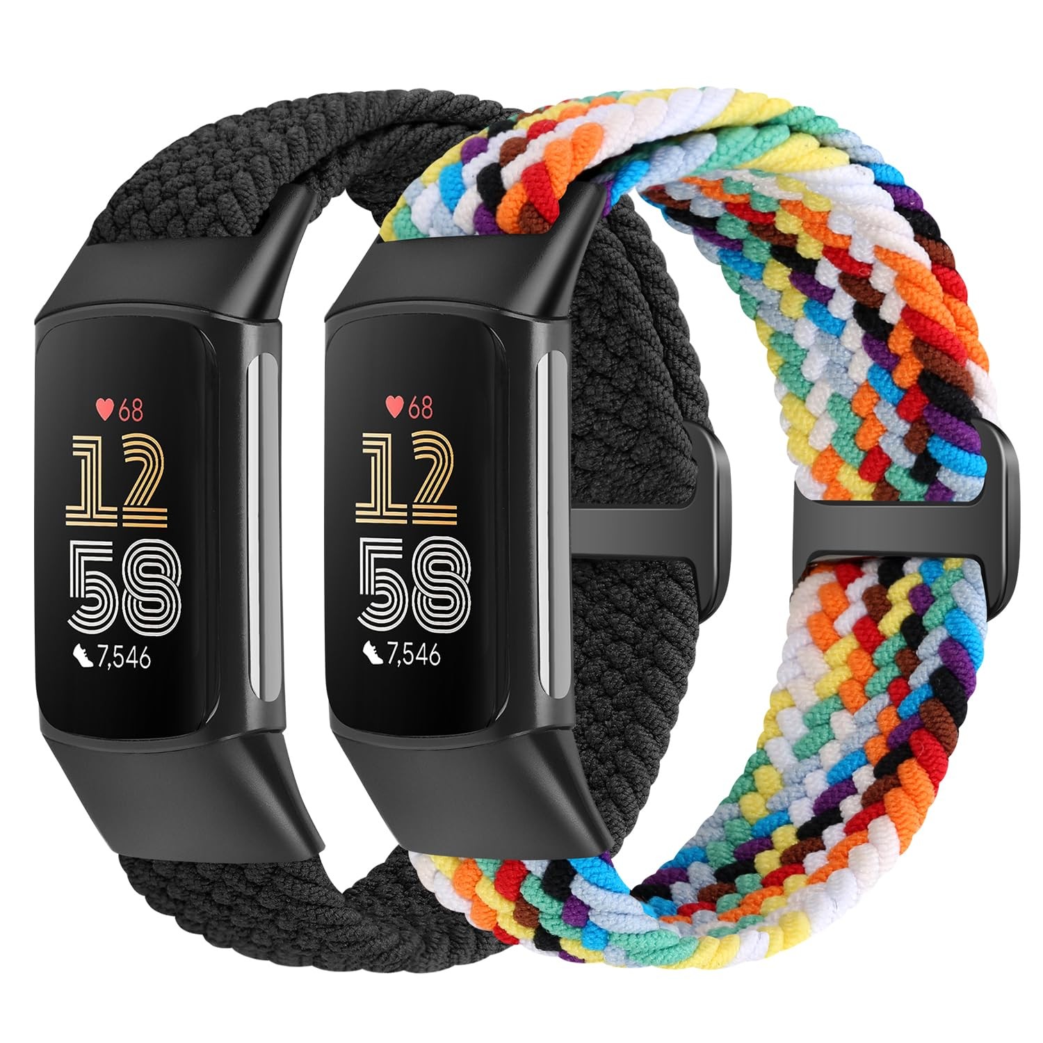 VNDAPT Elastic Braided Bands Compatible with Fitbit Charge 5/Fitbit Charge 6 ...