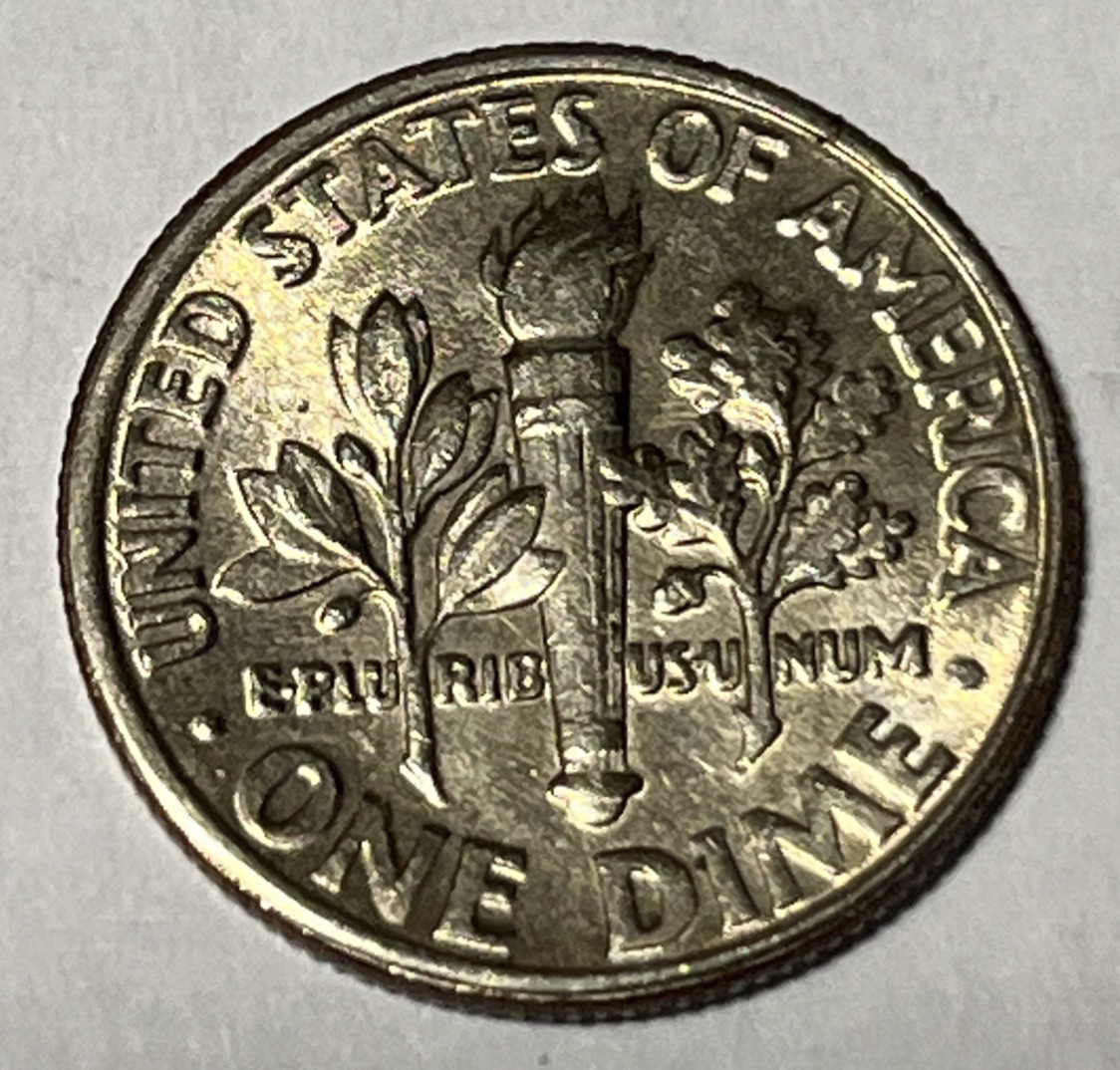 1998 P Roosevelt Dime Errors Weak Strike Through Grease Faint Date & Letters