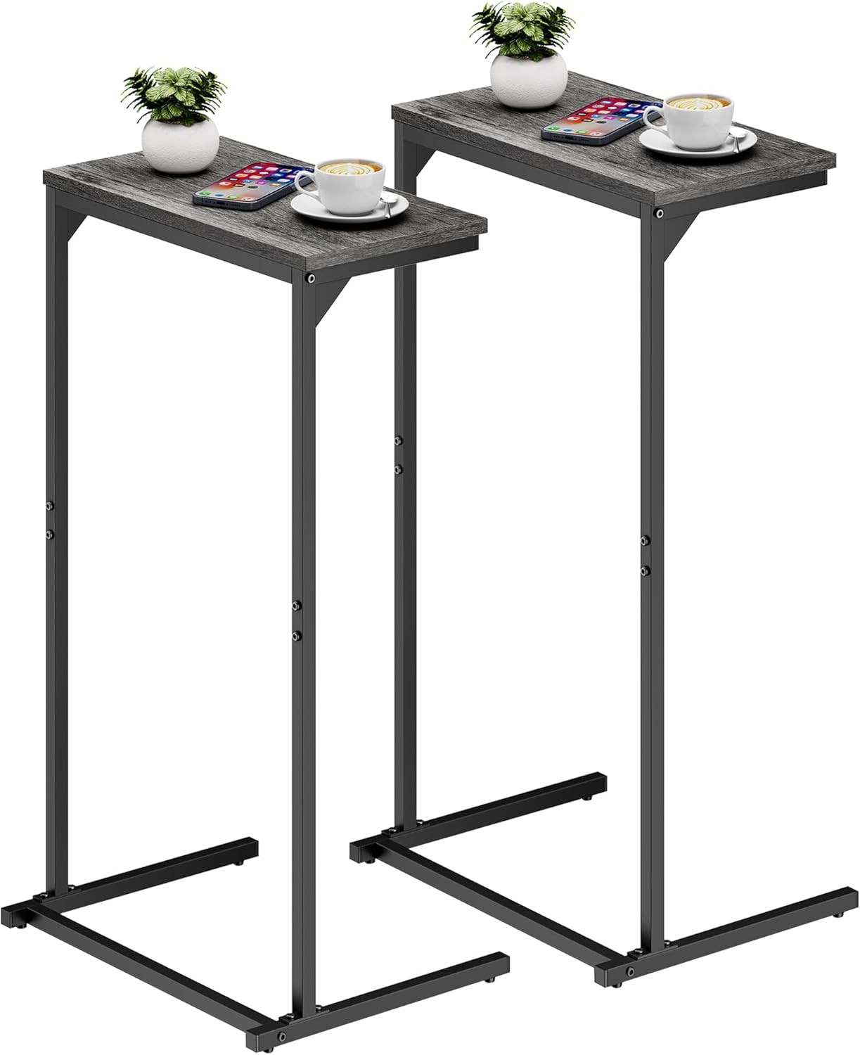 C Shaped End Table Small Side Table Set of 2 28.7 inch Tall Couch Table Sofa