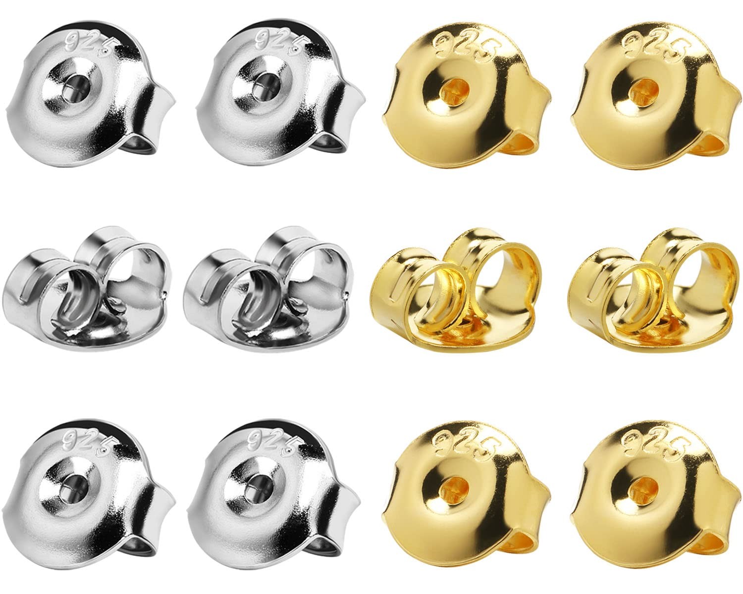 DELECOE 14K Gold Plated Earring Backs Replacements, 925 multicolored-12pcs