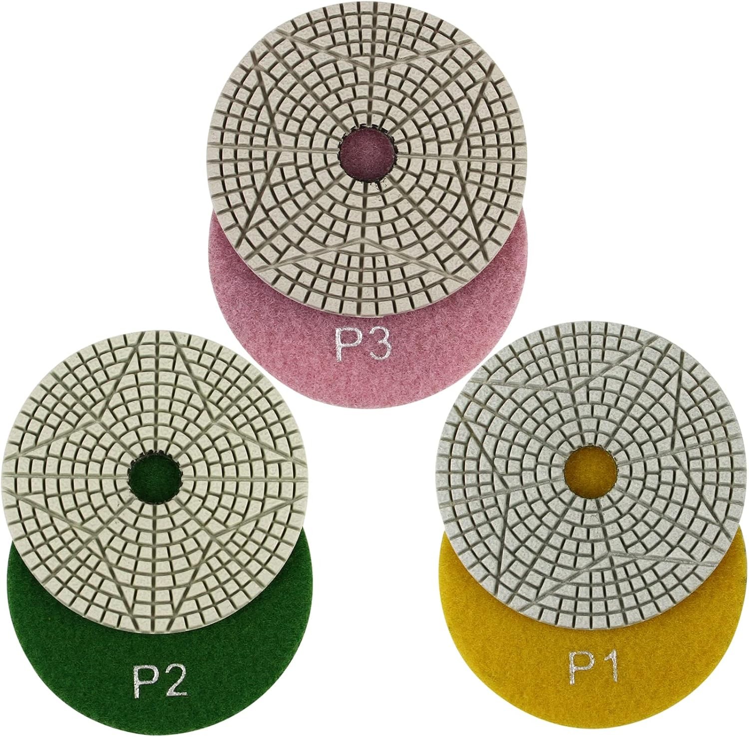 GoYonder 4 Inch Wet Diamond Polishing Pads Set of 3pcs, Stone Granite Polish Pad