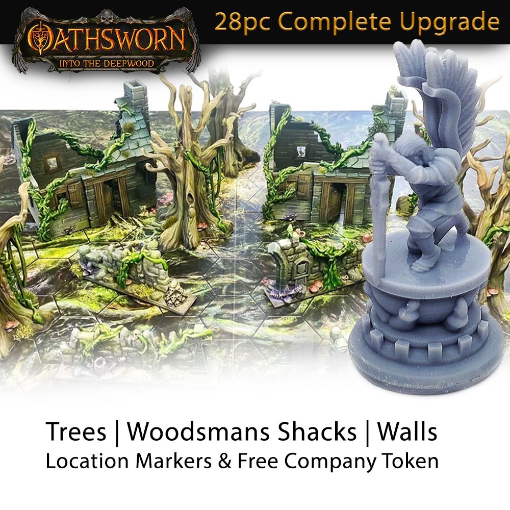 Oathsworn Complete Upgrade 28pcs Location Tokens, Walls, Woodsmans Shack & Wall