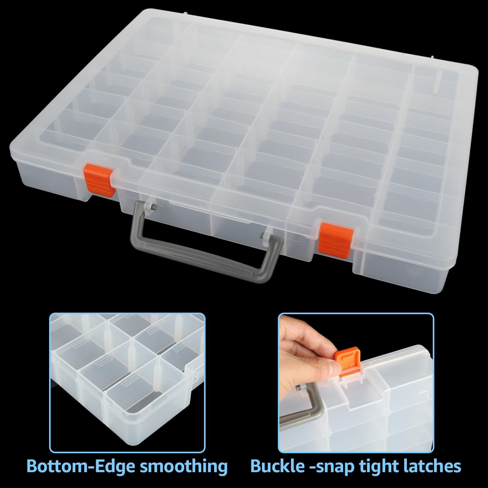 2 Pack Large 48 Girds Plastic Organizer Box with Adjustable Dividers, Clear S...