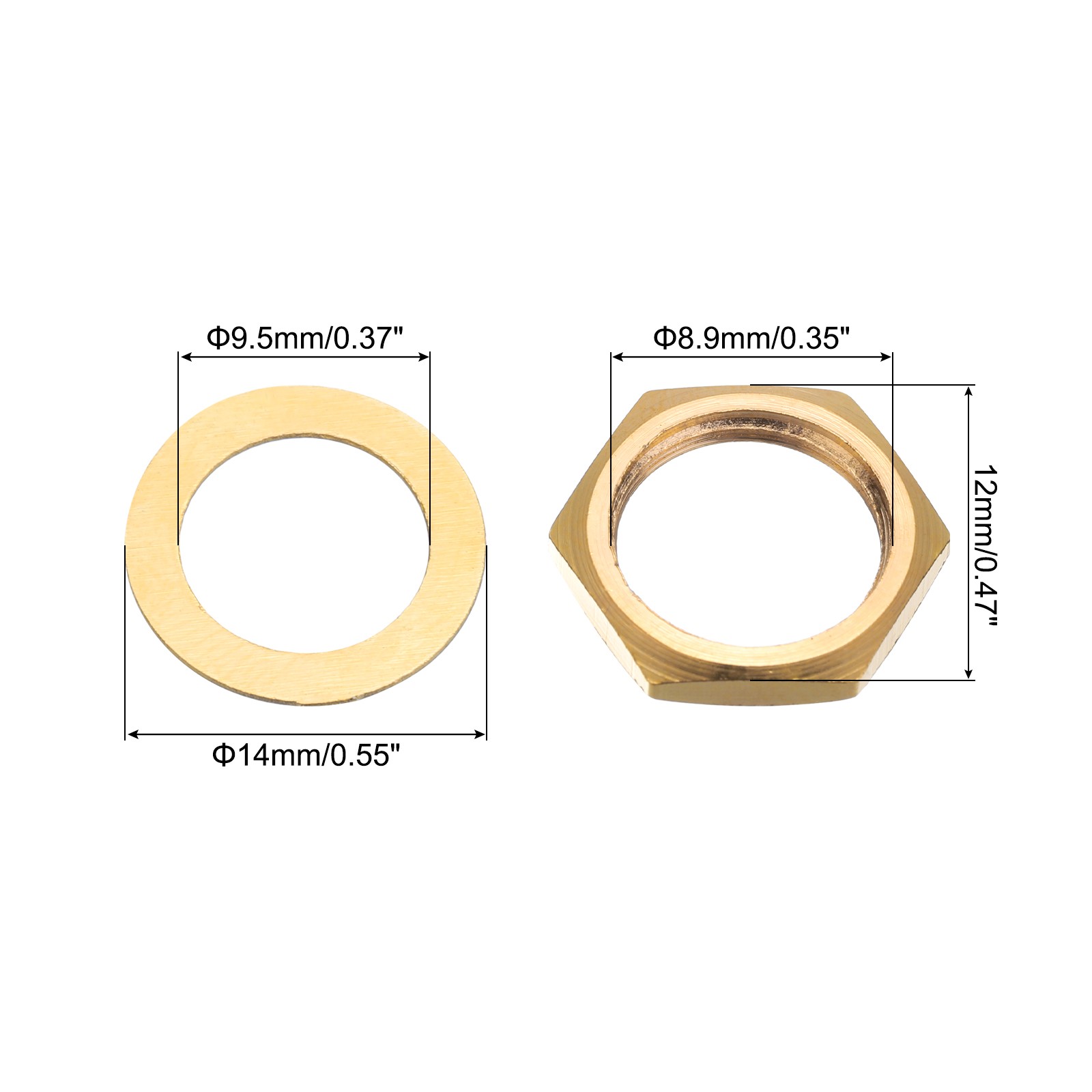 3Set Guitar Nuts and Washers 3/8" Guitar Input Output Jack Socket Nuts Gold