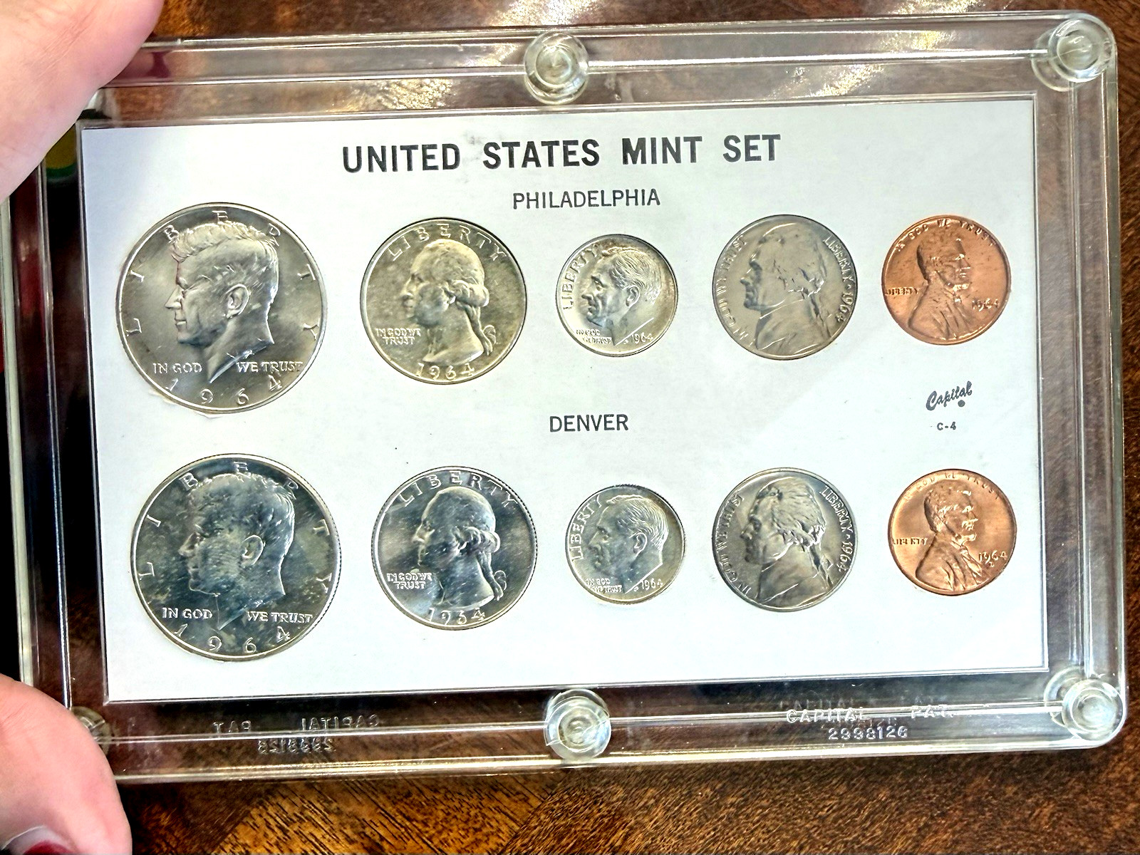 1964 P & D United States Mint Set – BU 10 Coin Set in Capital Holder
