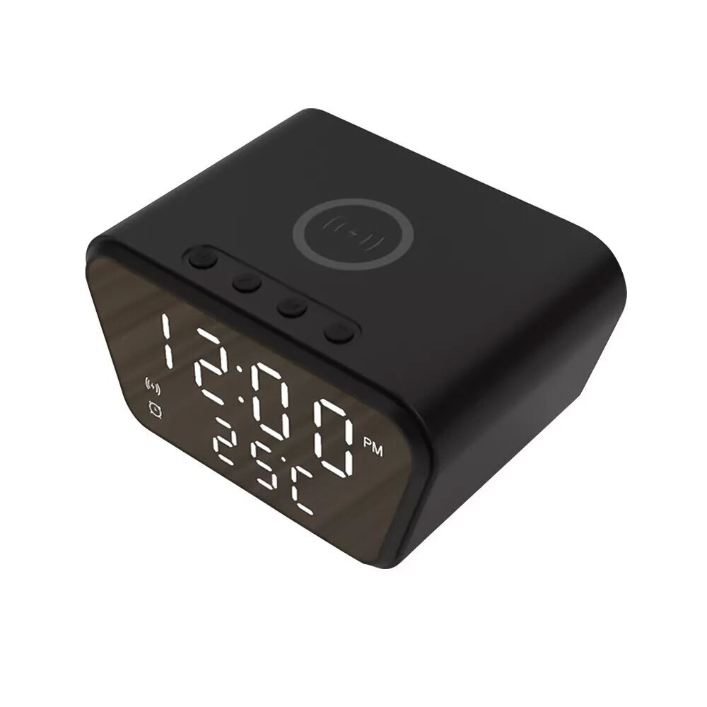Smart Alarm Clock with 15W Wireless Charger, Date/Temp LED Display