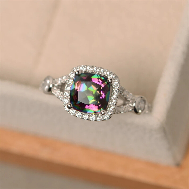 Women 925 Silver Filled Rings Cubic Zirconia Fashion Wedding Jewelry Size 6-10
