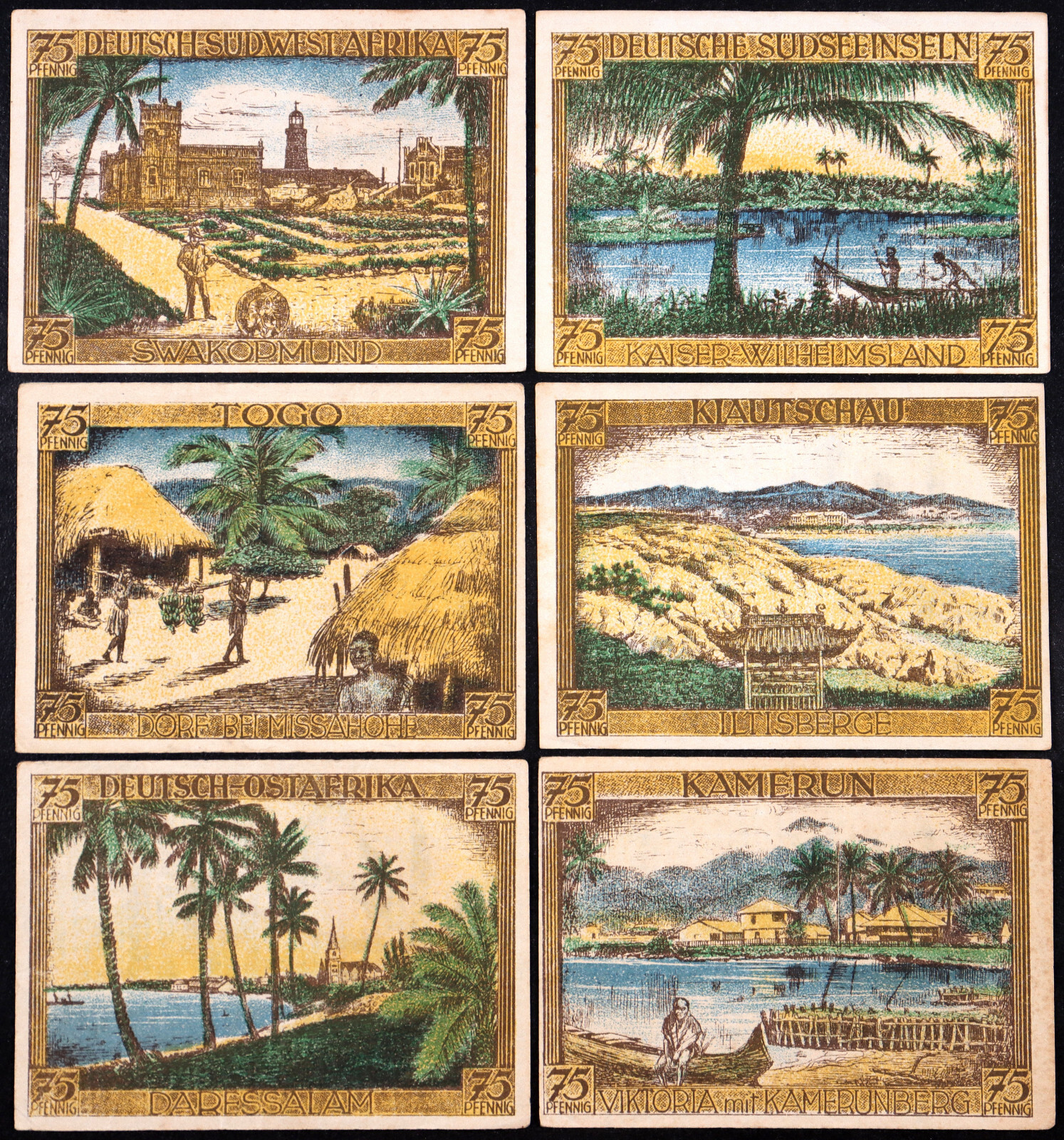 BERLIN 1921 "German Colonies" Togo Cameroon Deutsch-Ostafrika Kiautschau Notgeld