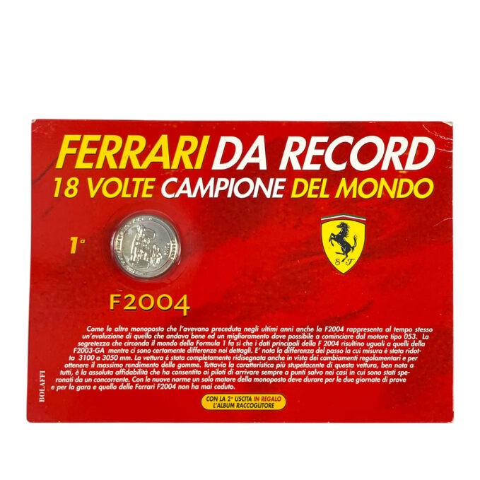 Official Bolaffi Medal "Ferrari Da Record-18 Volte World Champion" Fe...