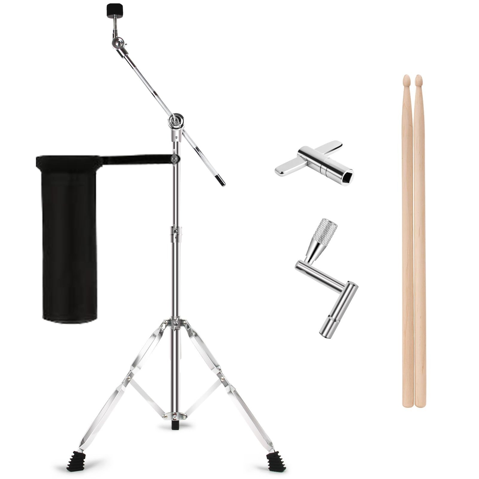 Boom Cymbal Stand, Adjustable 2-in-1 Straight Boom Cymbal Stand + Drumsticks ...