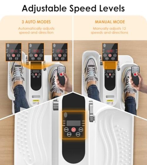 Under Desk Elliptical Machine, Electric Seated Leg Exerciser for Seniors, White