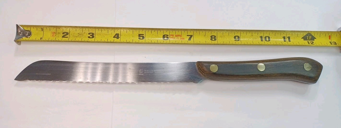 Vtg Othello Wingen Solingen Germany 884 / 7" Serrated Bread Knife, Wood Scales