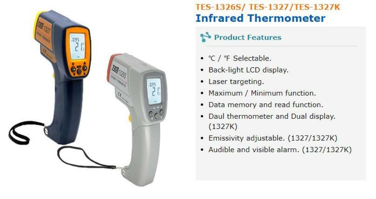 TES-1327K Professional Infrared Thermometer Function Data Memory Read Functi