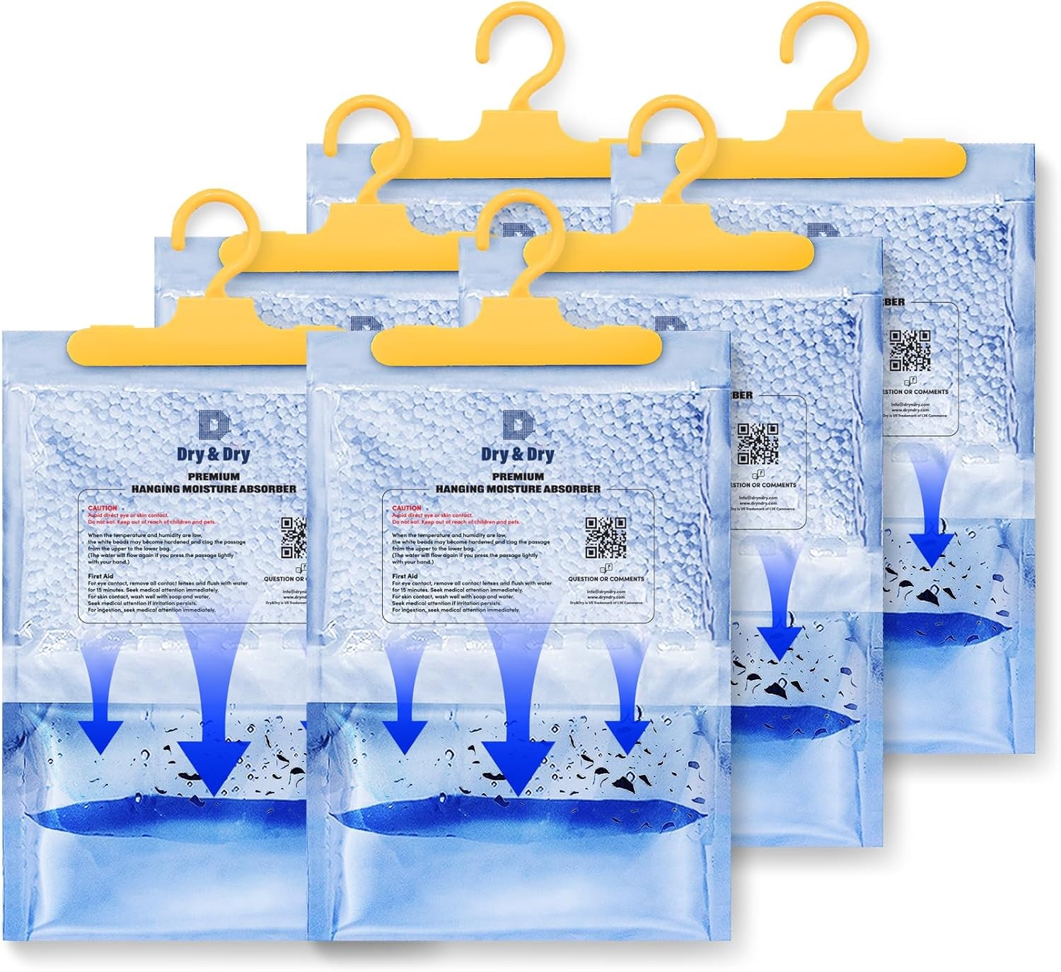 Dry & 6 Packs [Net 7 Oz/Pack] Moisture Absorbers 7 OZ, Blue & White